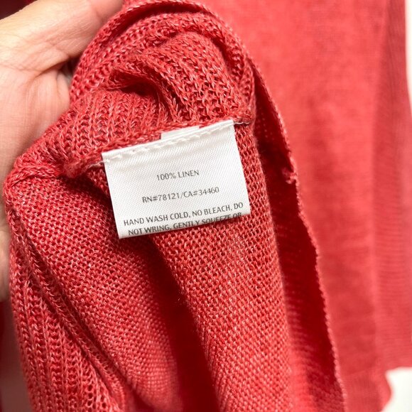 Eileen Fisher Cascading Open Front Long Sleeve Cardigan in Coral Pink Size XS - Picture 7 of 9